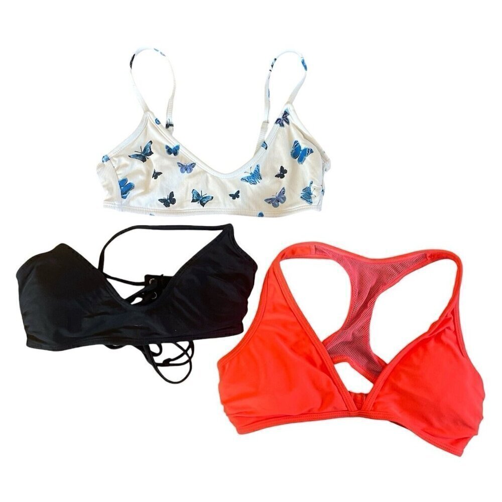 Xhilaration Bikini Top Lot Of 3 Size XS Multi Color Black Orange Blue Floral